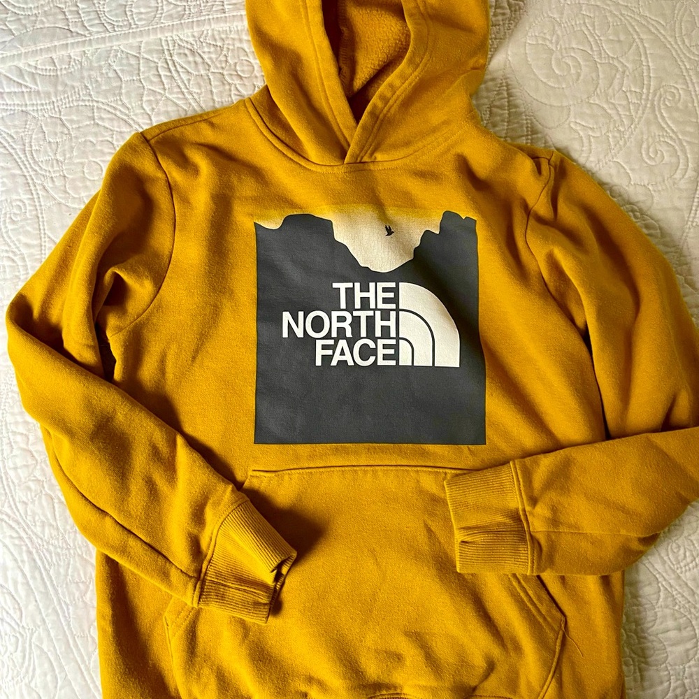 The North Face. Boys hoodie. Mustard yellow.